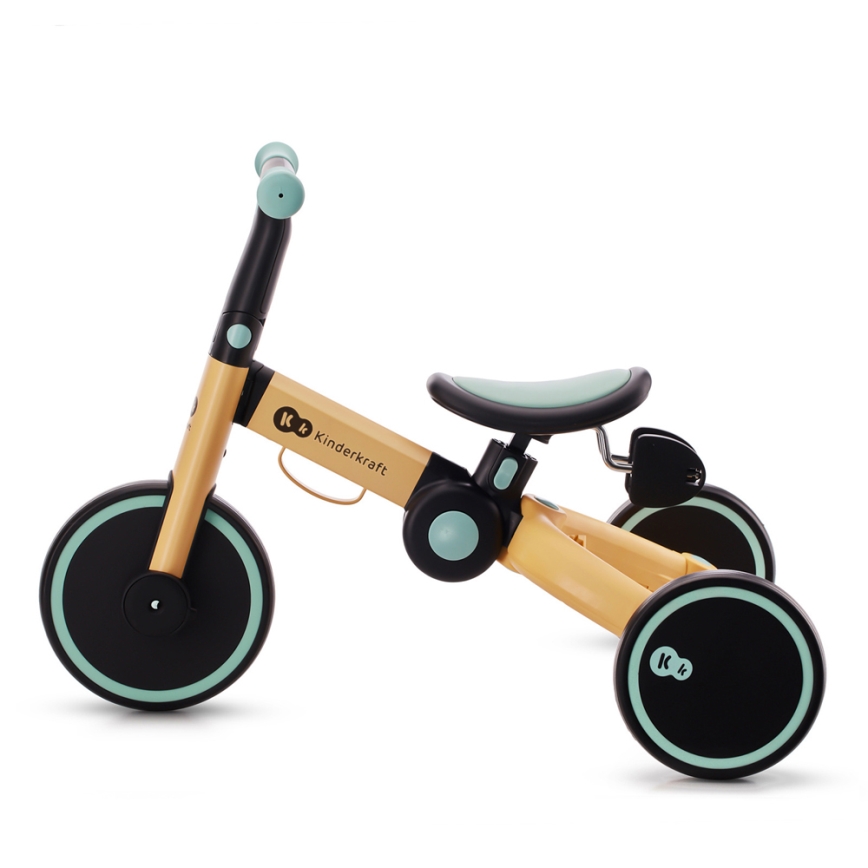 KINDERKRAFT - Bērnu skrejritenis 3in1 4TRIKE dzeltena/piparmētru krāsa