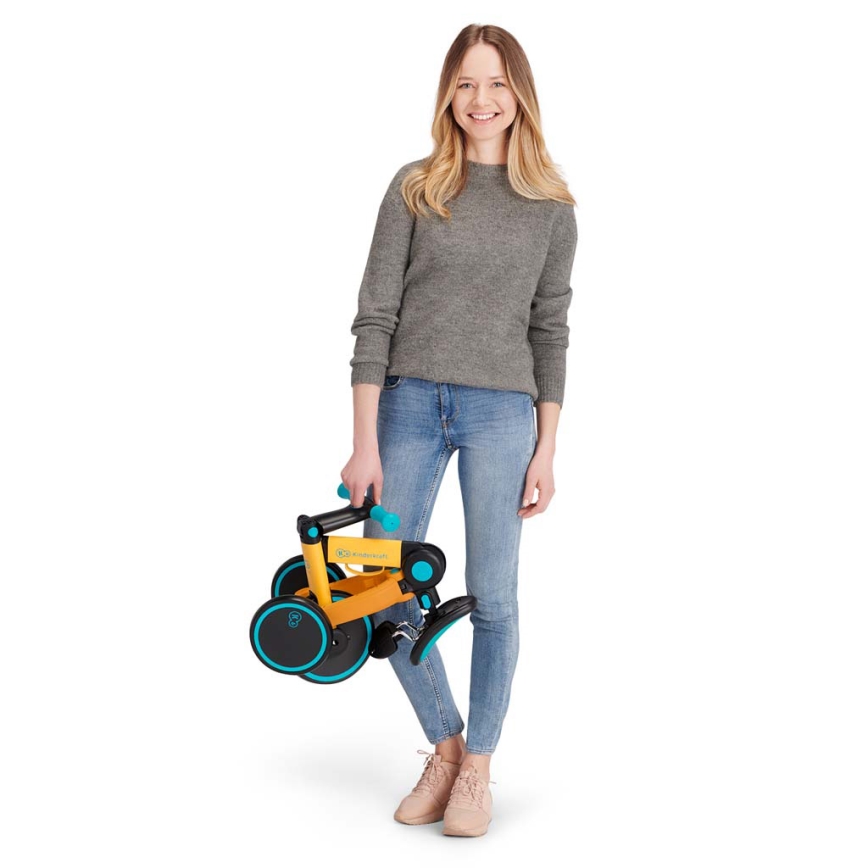 KINDERKRAFT - Bērnu skrejritenis 3in1 4TRIKE dzeltena/tirkīza