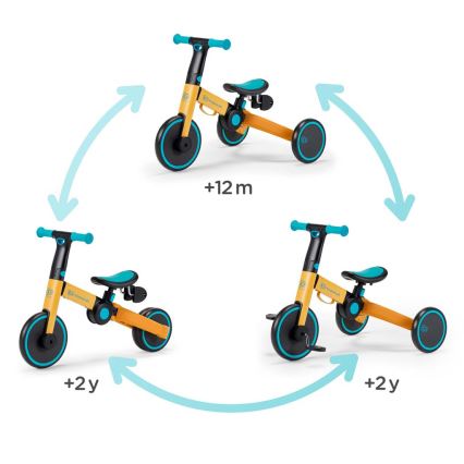 KINDERKRAFT - Bērnu skrejritenis 3in1 4TRIKE dzeltena/tirkīza