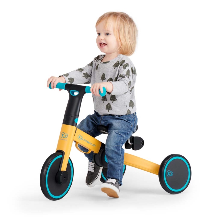 KINDERKRAFT - Bērnu skrejritenis 3in1 4TRIKE dzeltena/tirkīza
