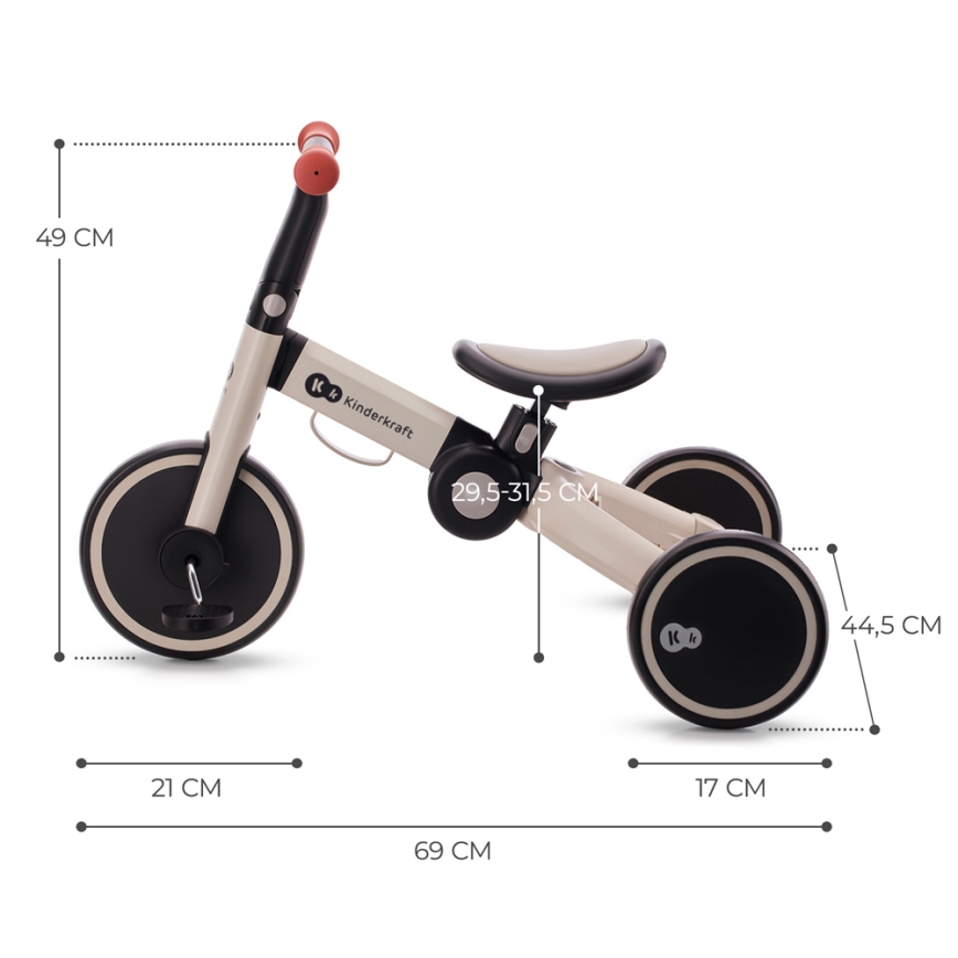KINDERKRAFT - Bērnu skrejritenis 3in1 4TRIKE pelēka