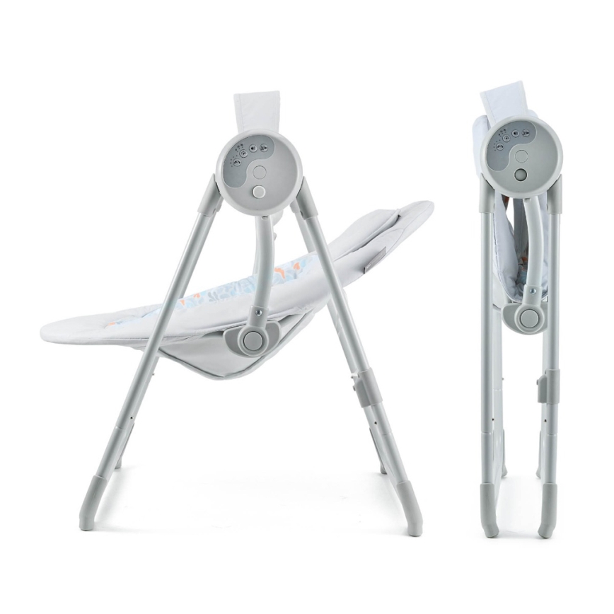 KINDERKRAFT - Bērnu šūpuļkrēsls ar melodiju SWINGEE pelēks 4xAAA/230V