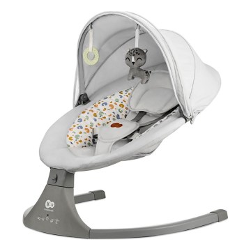 KINDERKRAFT - Bērnu šūpuļkrēsls ar mūziku 2in1 LUMI gaiši pelēka