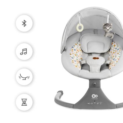 KINDERKRAFT - Bērnu šūpuļkrēsls ar mūziku 2in1 LUMI gaiši pelēka