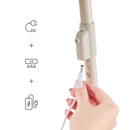 KINDERKRAFT - Bērnu šūpuļkrēsls SWINGEE ar melodiju, bēšs, 4xAAA/230V