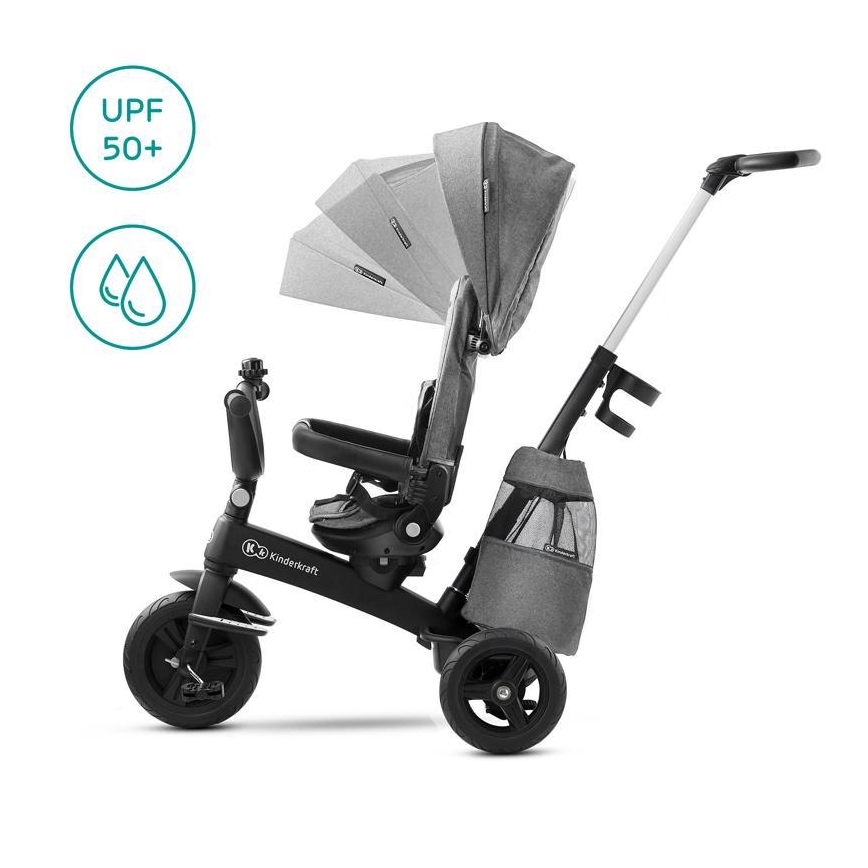 KINDERKRAFT - Bērnu trīsritenis 5v1 EASYTWIST pelēks/melns