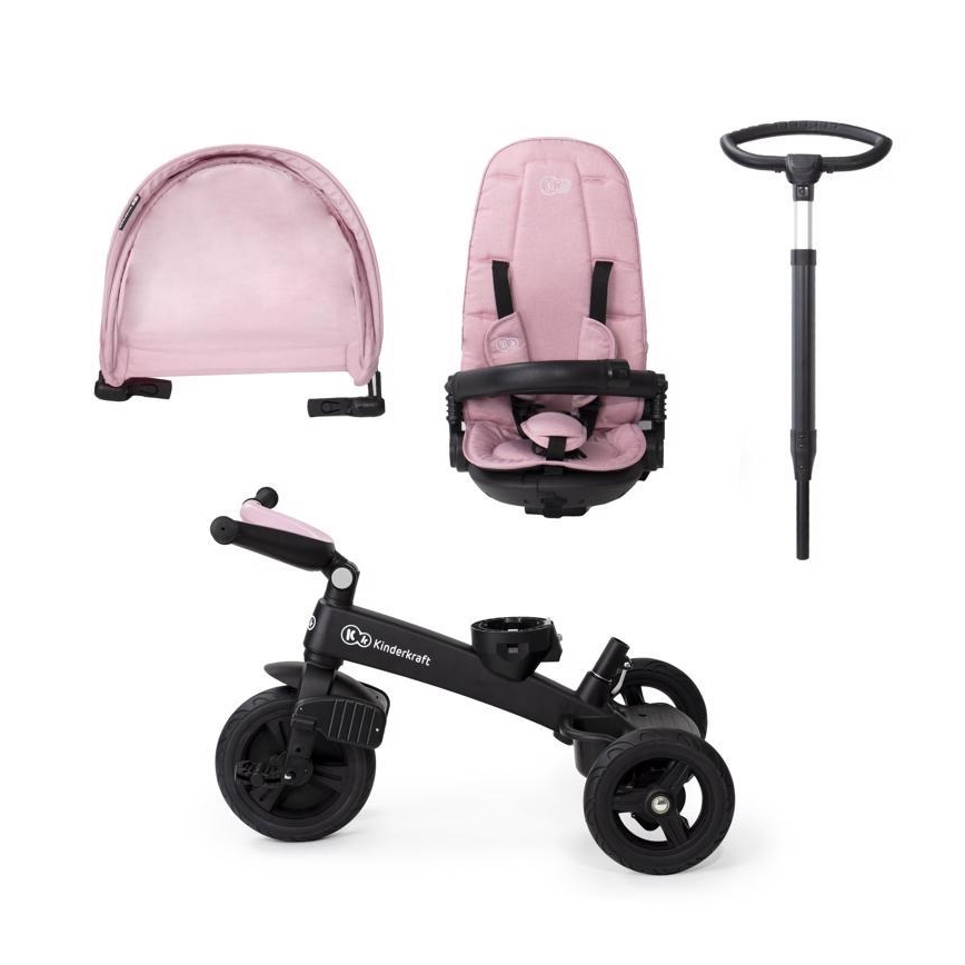 KINDERKRAFT - Bērnu trīsritenis 5v1 EASYTWIST rozā/melns
