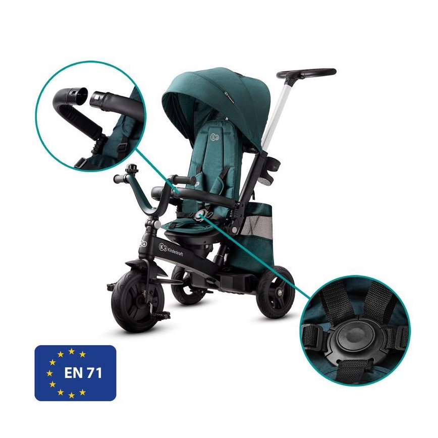 KINDERKRAFT - Bērnu trīsritenis 5v1 EASYTWIST zaļš/melns