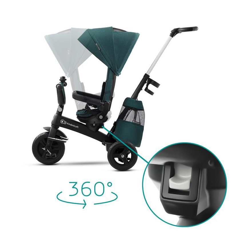 KINDERKRAFT - Bērnu trīsritenis 5v1 EASYTWIST zaļš/melns