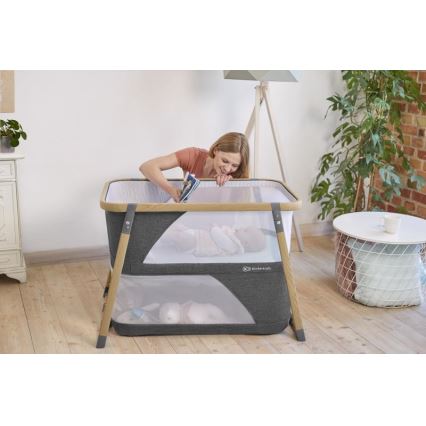 KINDERKRAFT - Ceļojumu gultiņa 4in1 SOFI pelēka