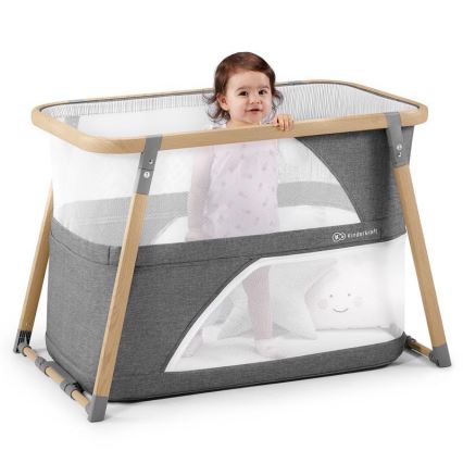 KINDERKRAFT - Ceļojumu gultiņa 4in1 SOFI pelēka