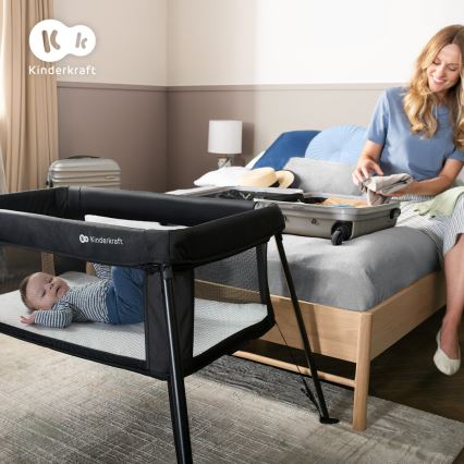 KINDERKRAFT - Ceļojumu gultiņa CAMI melna
