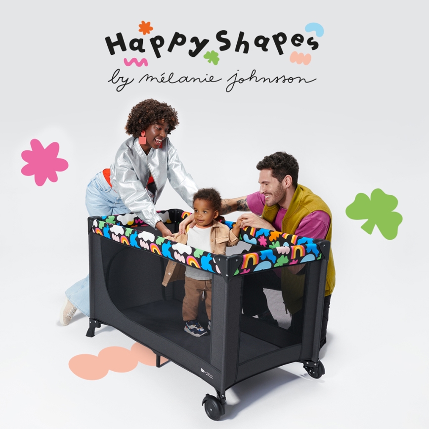 KINDERKRAFT - Ceļojumu gultiņa JOY 2 Happy shapes