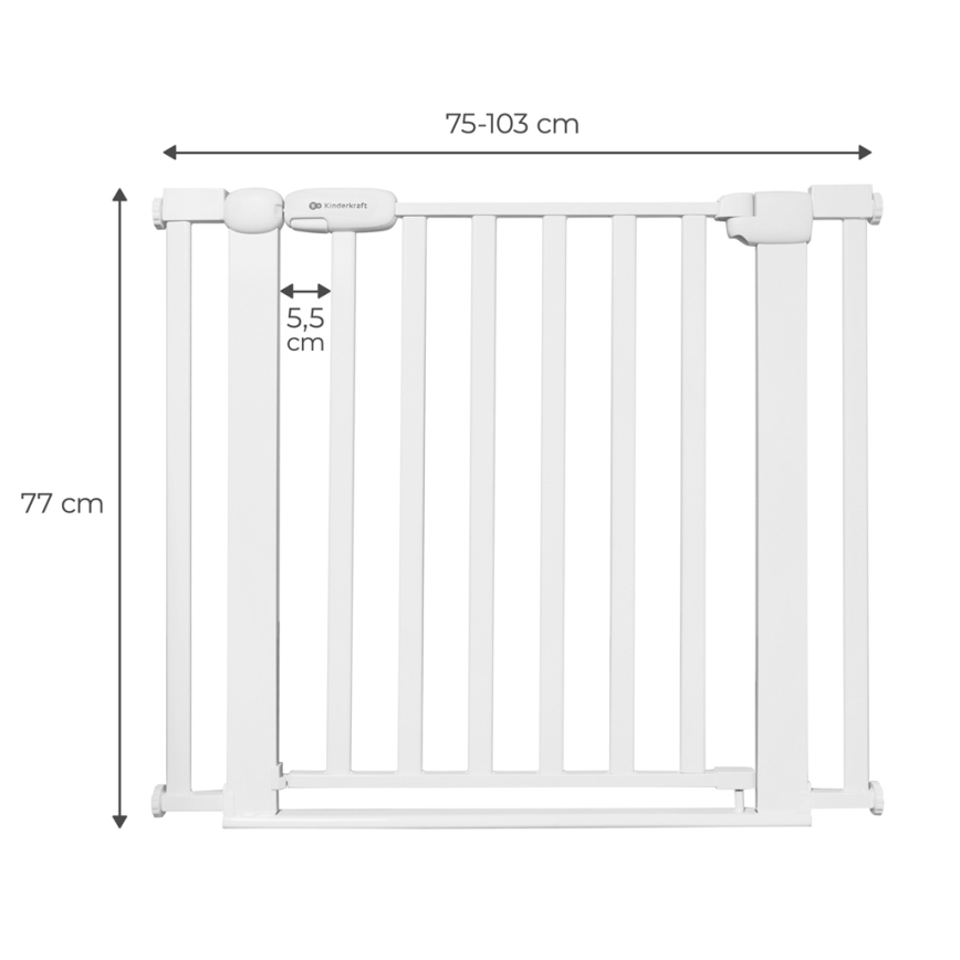KINDERKRAFT - Drošības sētiņa LOCK&GO 75-103 cm balta