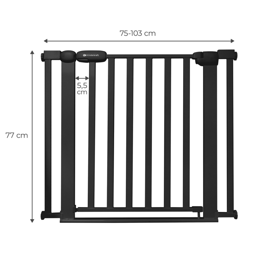 KINDERKRAFT - Drošības sētiņa LOCK&GO 75-103 cm melna