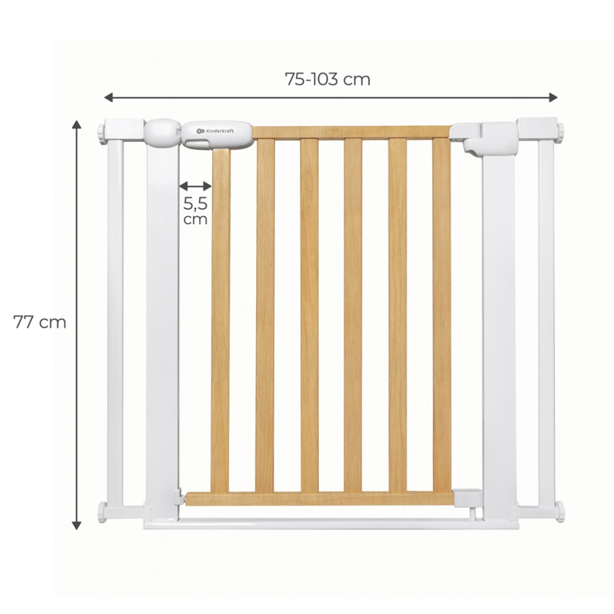 KINDERKRAFT - Drošības sētiņa LOCK&GO 75-103 cm priede