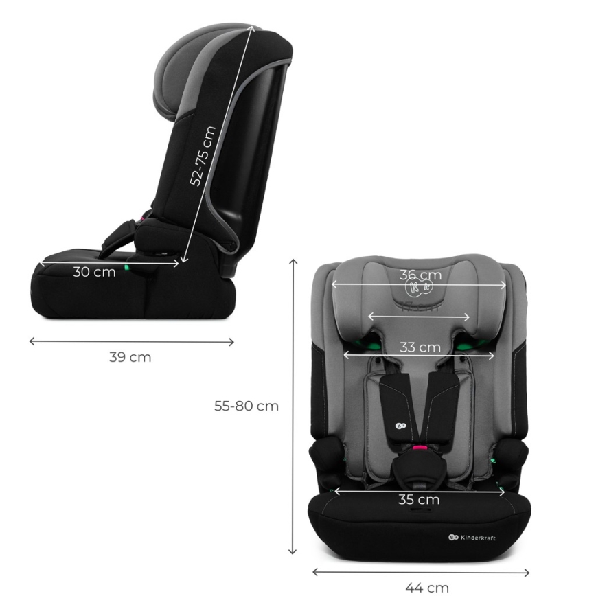 KINDERKRAFT - I-COMFY i-Size bērnu autosēdeklis, 76-150 cm, pelēks