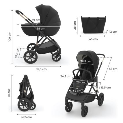 KINDERKRAFT - Kombinētie rati 3 vienā PRIME 3 Venezian Black