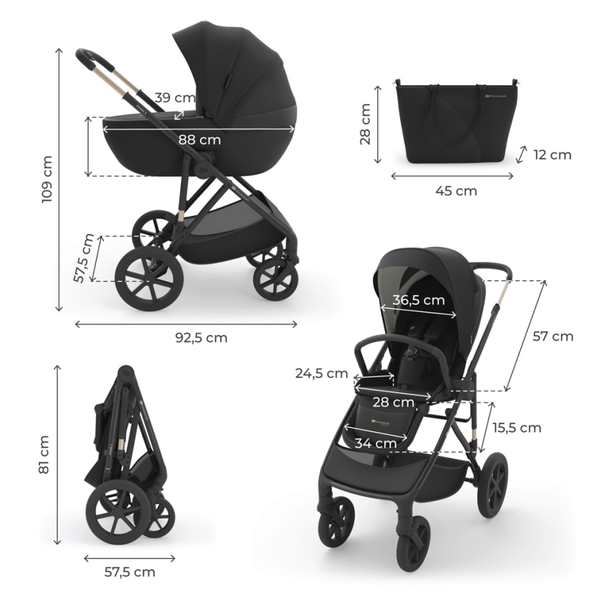 KINDERKRAFT - Kombinētie rati 3 vienā PRIME 3 Venezian Black