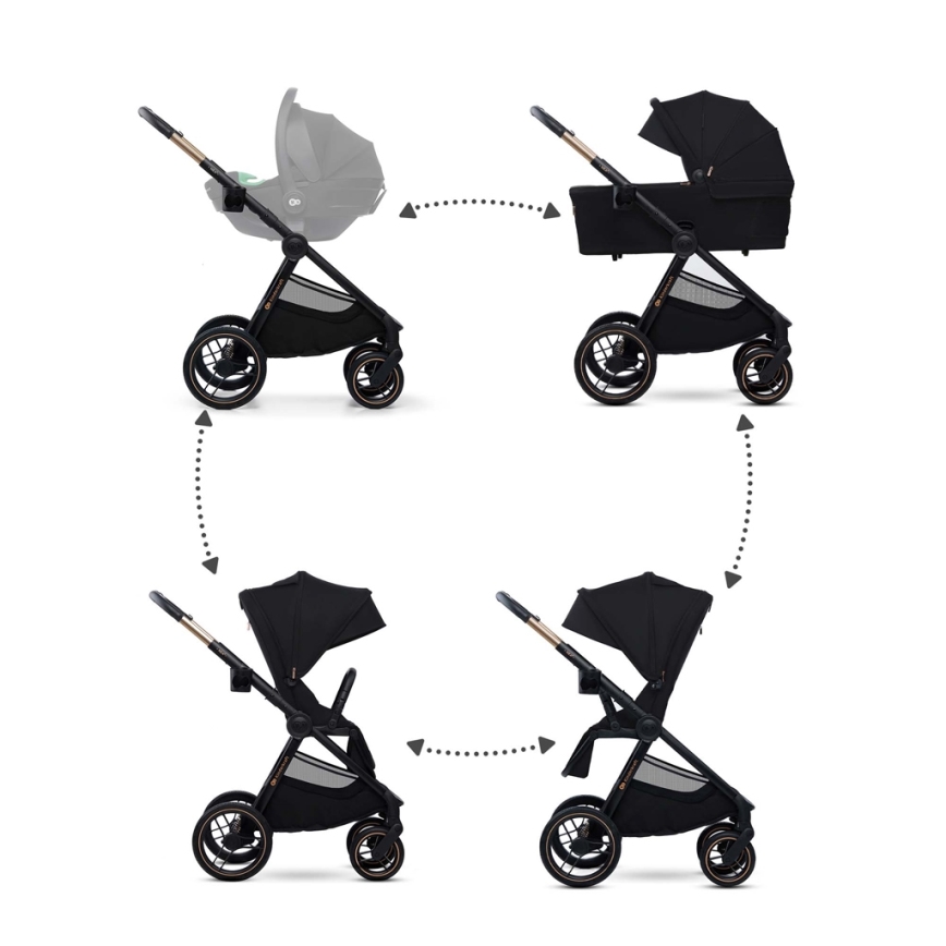 KINDERKRAFT - Kombinētie ratiņi 2in1 NEA 2 Midnight melna