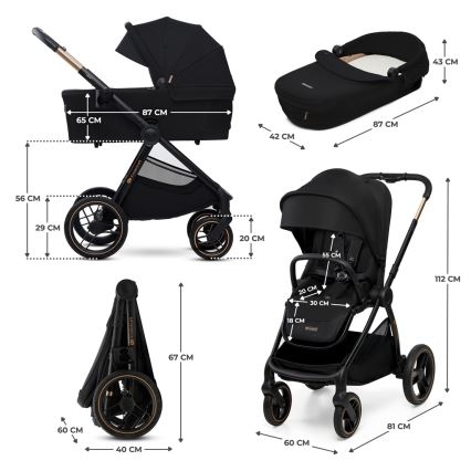 KINDERKRAFT - Kombinētie ratiņi 2in1 NEA 2 Midnight melna