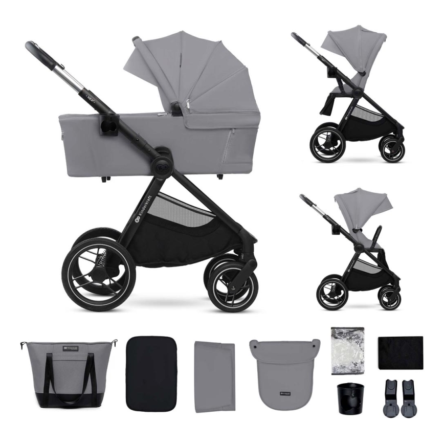 KINDERKRAFT - Kombinētie ratiņi 2in1 NEA 2 Platinum pelēka