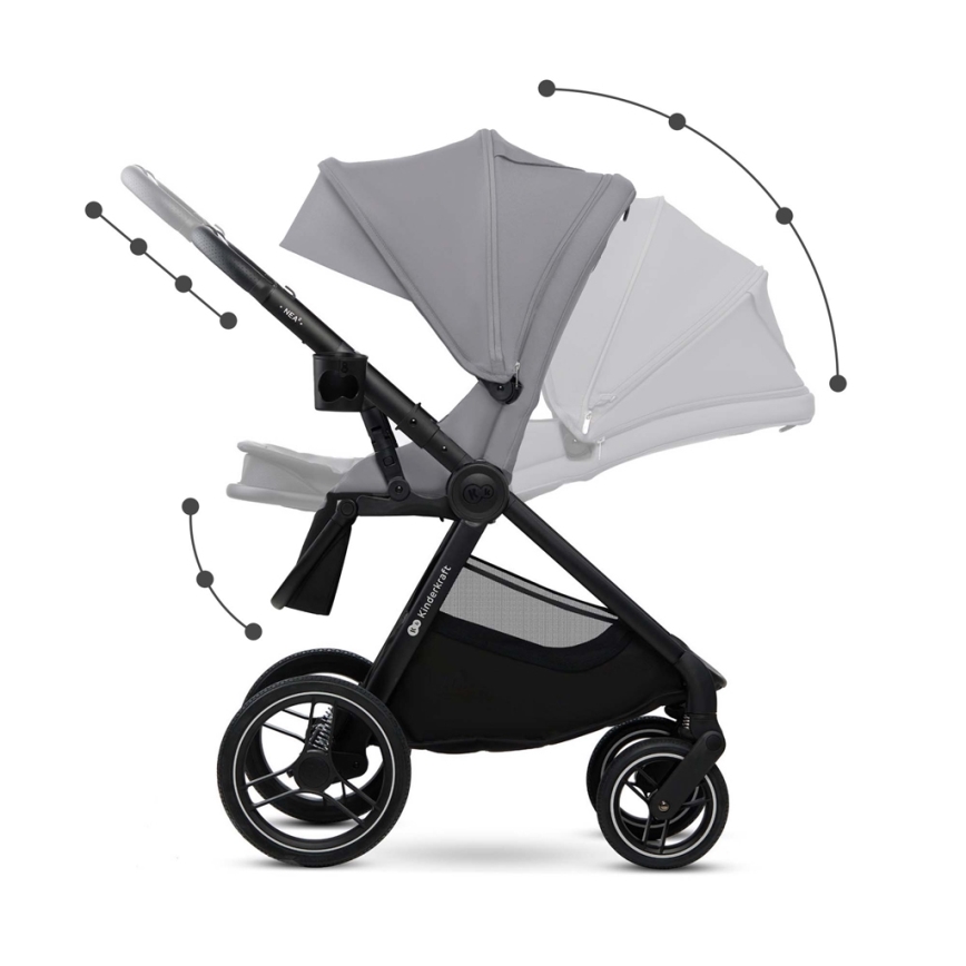 KINDERKRAFT - Kombinētie ratiņi 2in1 NEA 2 Platinum pelēka