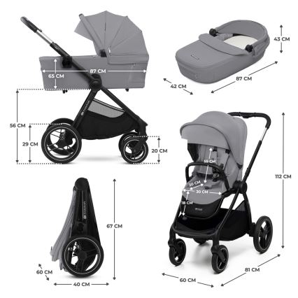 KINDERKRAFT - Kombinētie ratiņi 2in1 NEA 2 Platinum pelēka
