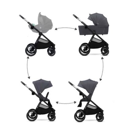 KINDERKRAFT - Kombinētie ratiņi 2in1 NEA 2 Tumši pelēka