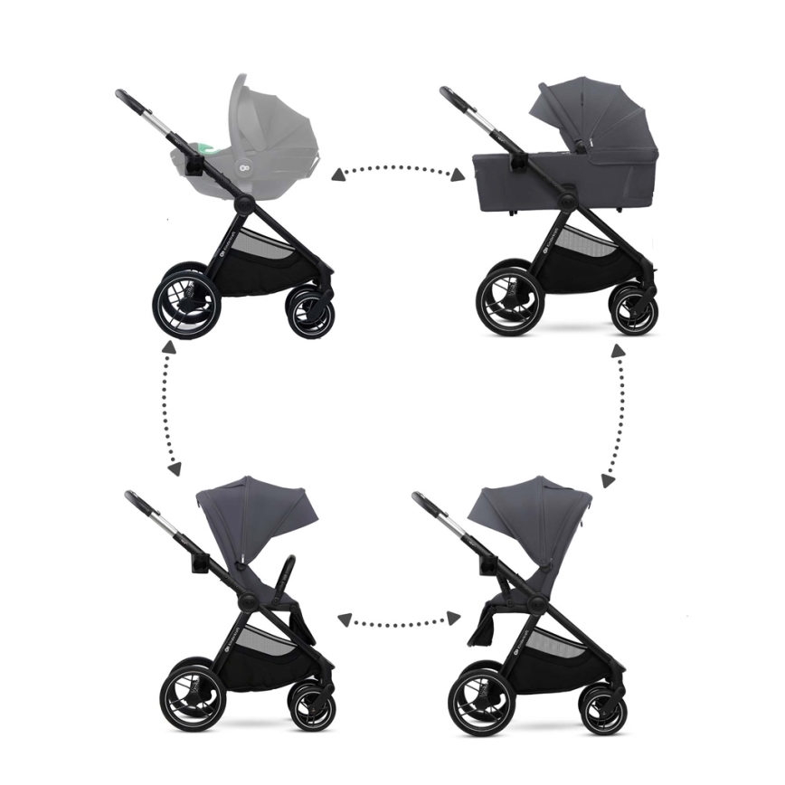 KINDERKRAFT - Kombinētie ratiņi 2in1 NEA 2 Tumši pelēka