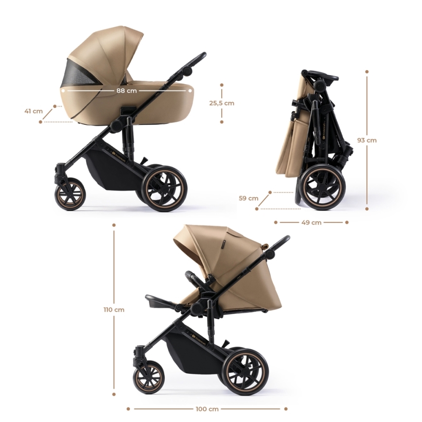 KINDERKRAFT - kombinētie ratiņi 2in1 PRIME 2 bēša