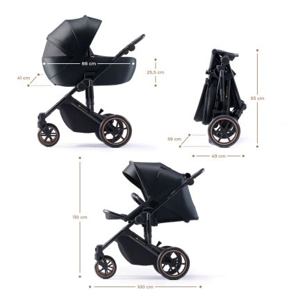 KINDERKRAFT - kombinētie ratiņi 2in1 PRIME 2 melna