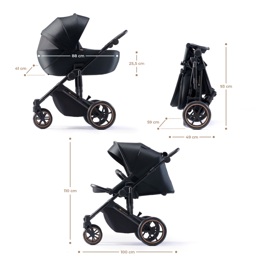KINDERKRAFT - kombinētie ratiņi 2in1 PRIME 2 melna