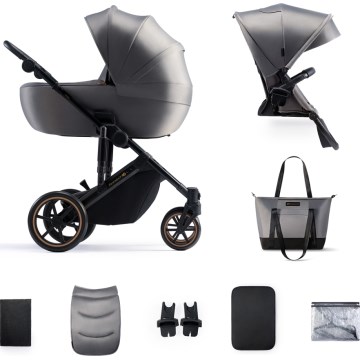 KINDERKRAFT - kombinētie ratiņi 2in1 PRIME 2 pelēka