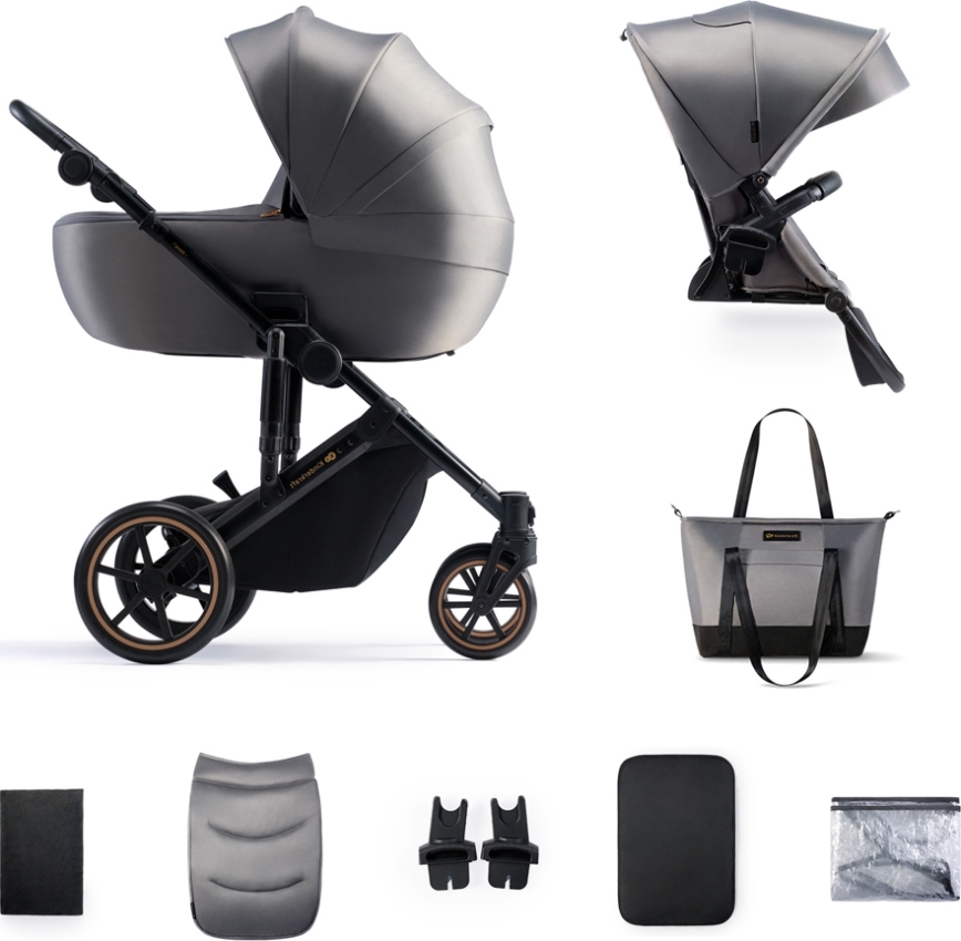 KINDERKRAFT - kombinētie ratiņi 2in1 PRIME 2 pelēka