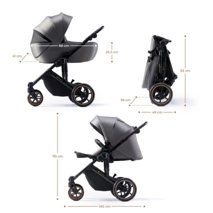 KINDERKRAFT - kombinētie ratiņi 2in1 PRIME 2 pelēka