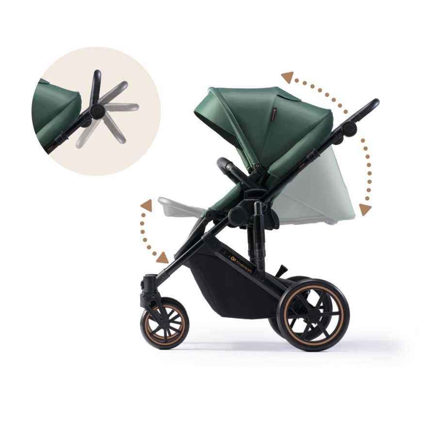 KINDERKRAFT - kombinētie ratiņi 2in1 PRIME 2 zaļa