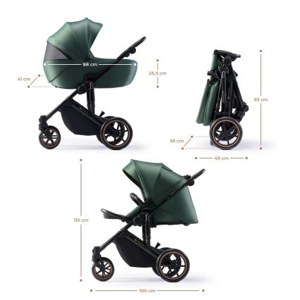 KINDERKRAFT - kombinētie ratiņi 2in1 PRIME 2 zaļa