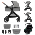 KINDERKRAFT - Kombinētie ratiņi 3in1 ESME Moonlight pelēka + autokrēsls MINK PRO