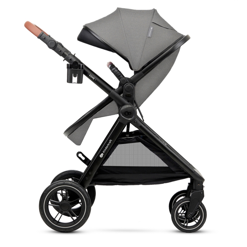 KINDERKRAFT - Kombinētie ratiņi 3in1 ESME Moonlight pelēka + autokrēsls MINK PRO