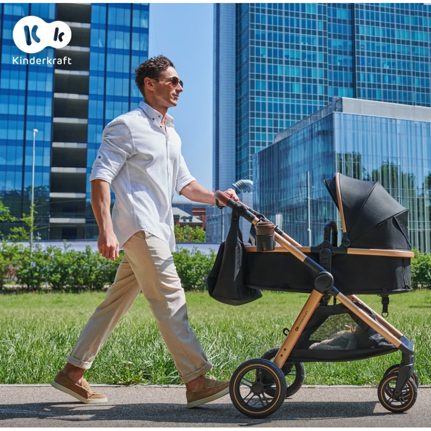 KINDERKRAFT - Kombinētie ratiņi 3in1 ESME Pure melna + autokrēsls MINK PRO