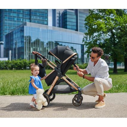KINDERKRAFT - Kombinētie ratiņi 3in1 ESME Pure melna + autokrēsls MINK PRO