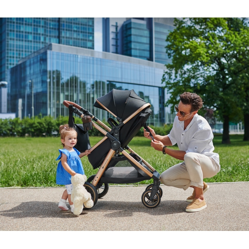 KINDERKRAFT - Kombinētie ratiņi 3in1 ESME Pure melna + autokrēsls MINK PRO