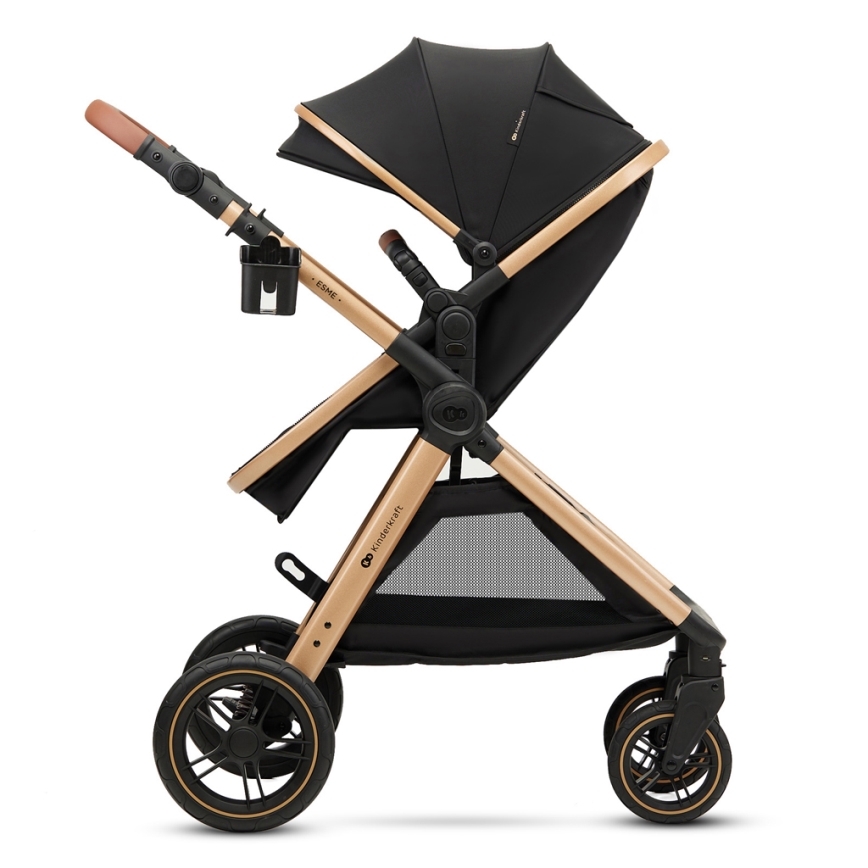 KINDERKRAFT - Kombinētie ratiņi 3in1 ESME Pure melna + autokrēsls MINK PRO