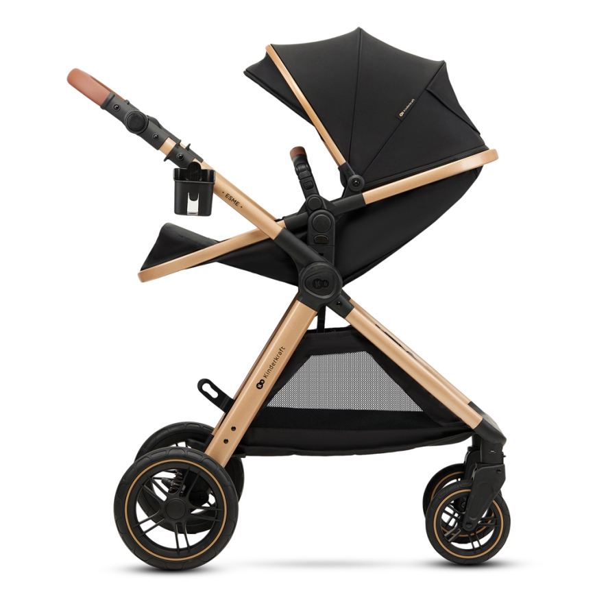 KINDERKRAFT - Kombinētie ratiņi 3in1 ESME Pure melna + autokrēsls MINK PRO