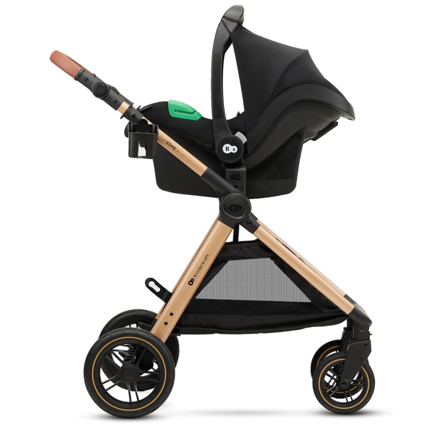 KINDERKRAFT - Kombinētie ratiņi 3in1 ESME Pure melna + autokrēsls MINK PRO