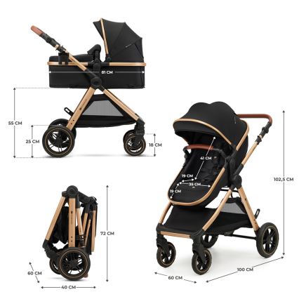 KINDERKRAFT - Kombinētie ratiņi 3in1 ESME Pure melna + autokrēsls MINK PRO