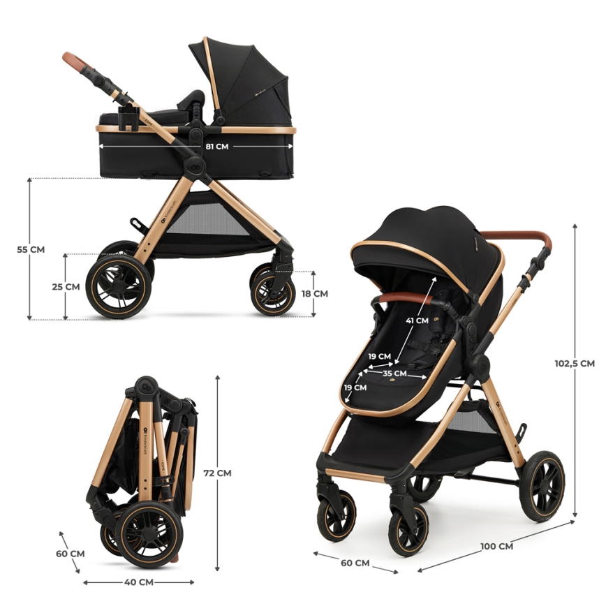 KINDERKRAFT - Kombinētie ratiņi 3in1 ESME Pure melna + autokrēsls MINK PRO