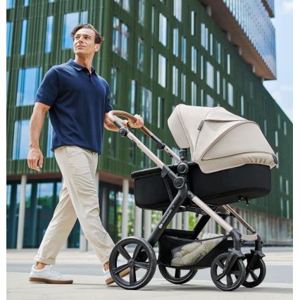 KINDERKRAFT - Kombinētie ratiņi 3in1 MOOV 2 AIR Moonlight pelēka + autokrēsls MINK PRO