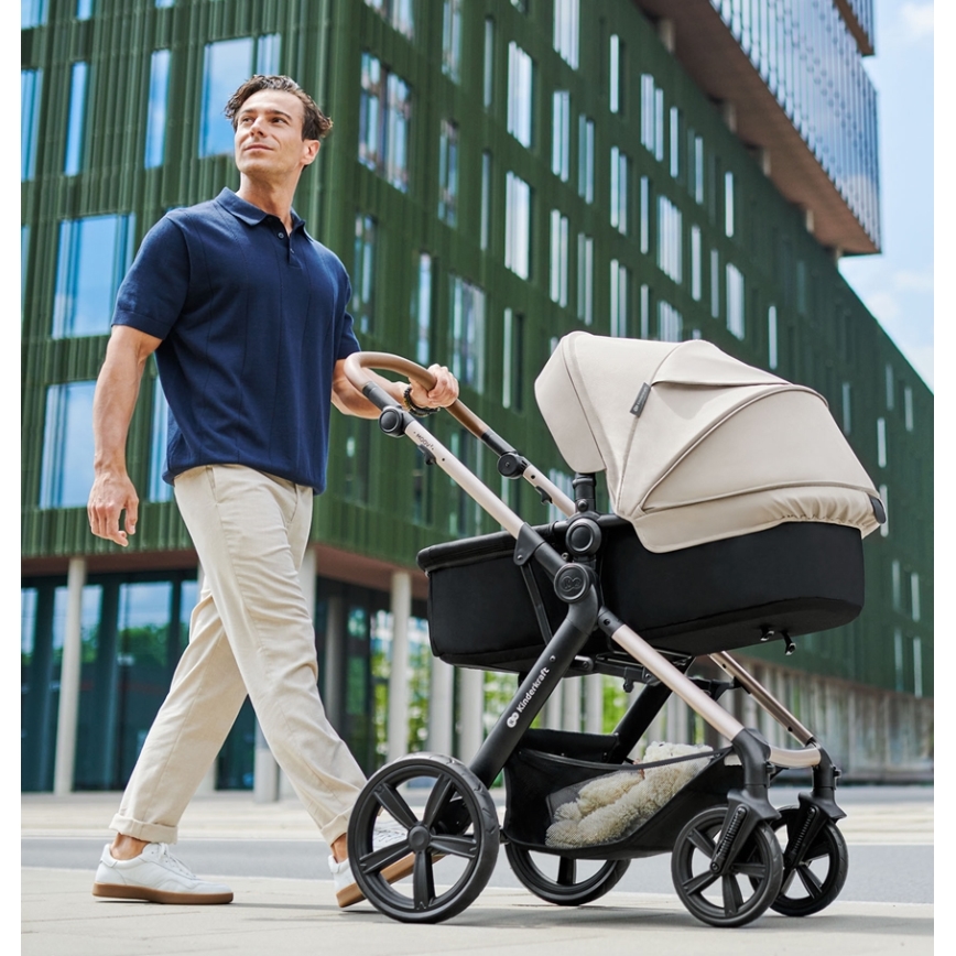 KINDERKRAFT - Kombinētie ratiņi 3in1 MOOV 2 AIR Moonlight pelēka + autokrēsls MINK PRO